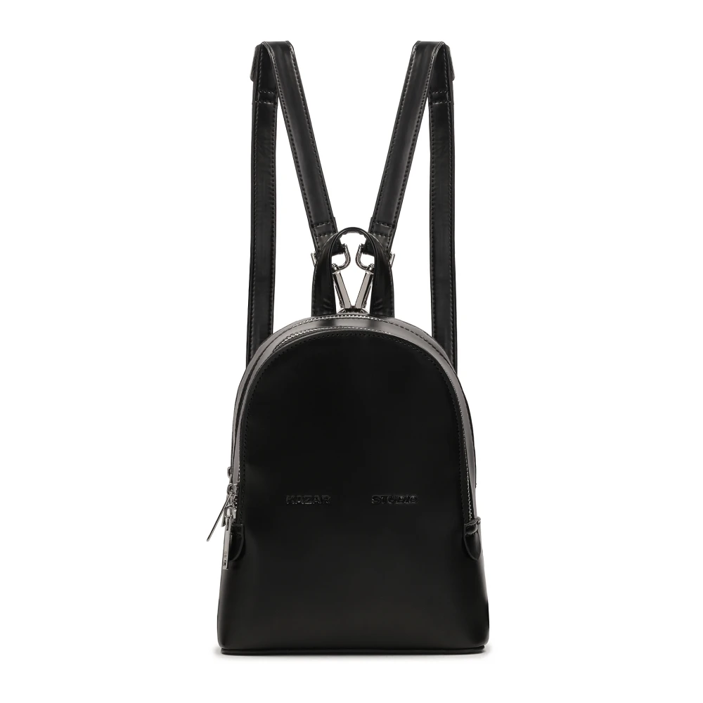 Kazar Studio Kleine zwarte stijve leren rugzak Black Dames