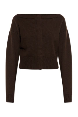 Mjuk Cashmere Kofta med Öppen Hals och Kort Modell
