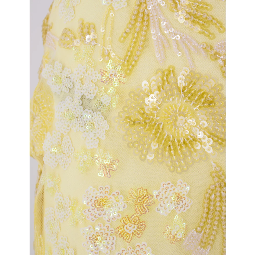 Ermanno Scervino Bloemen Paillet Midi Rok Yellow Dames