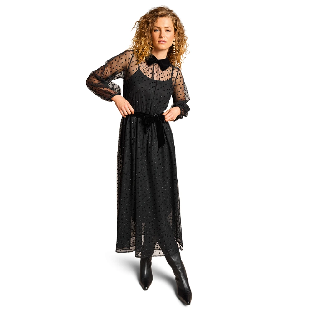 RIANI Elegante Zwarte Jurk met Fluweel Details Black Dames