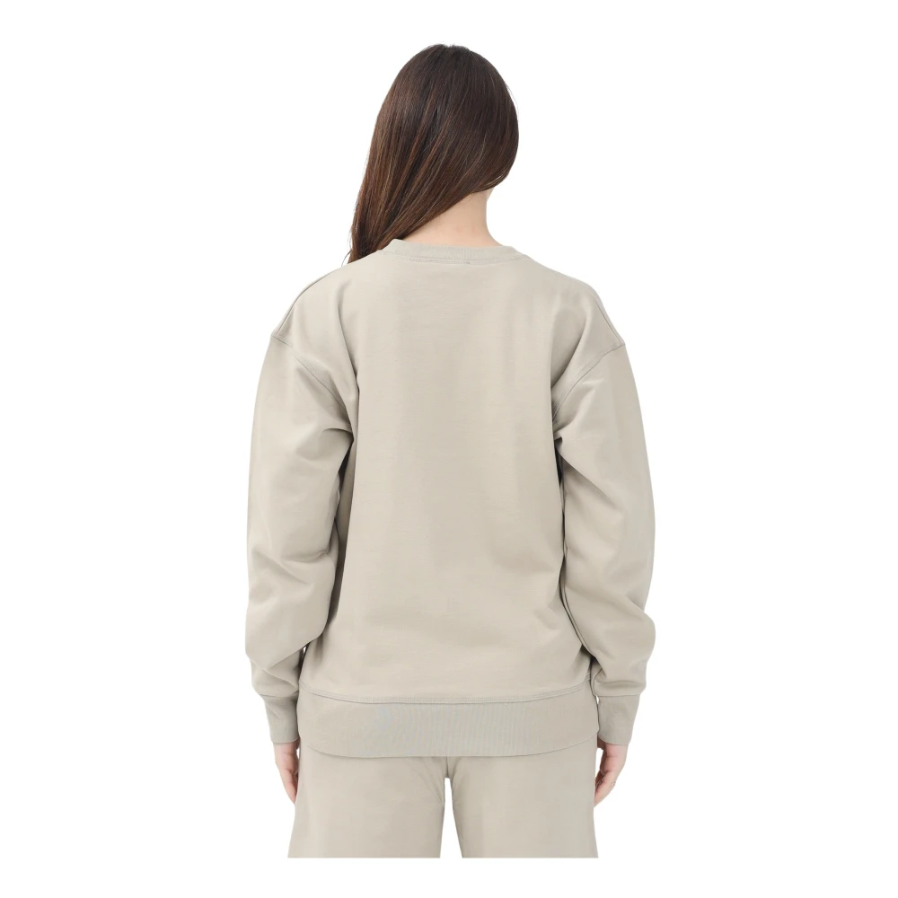 Dsquared2 Beige Crewneck Sweater met Wit Logo Gray Dames