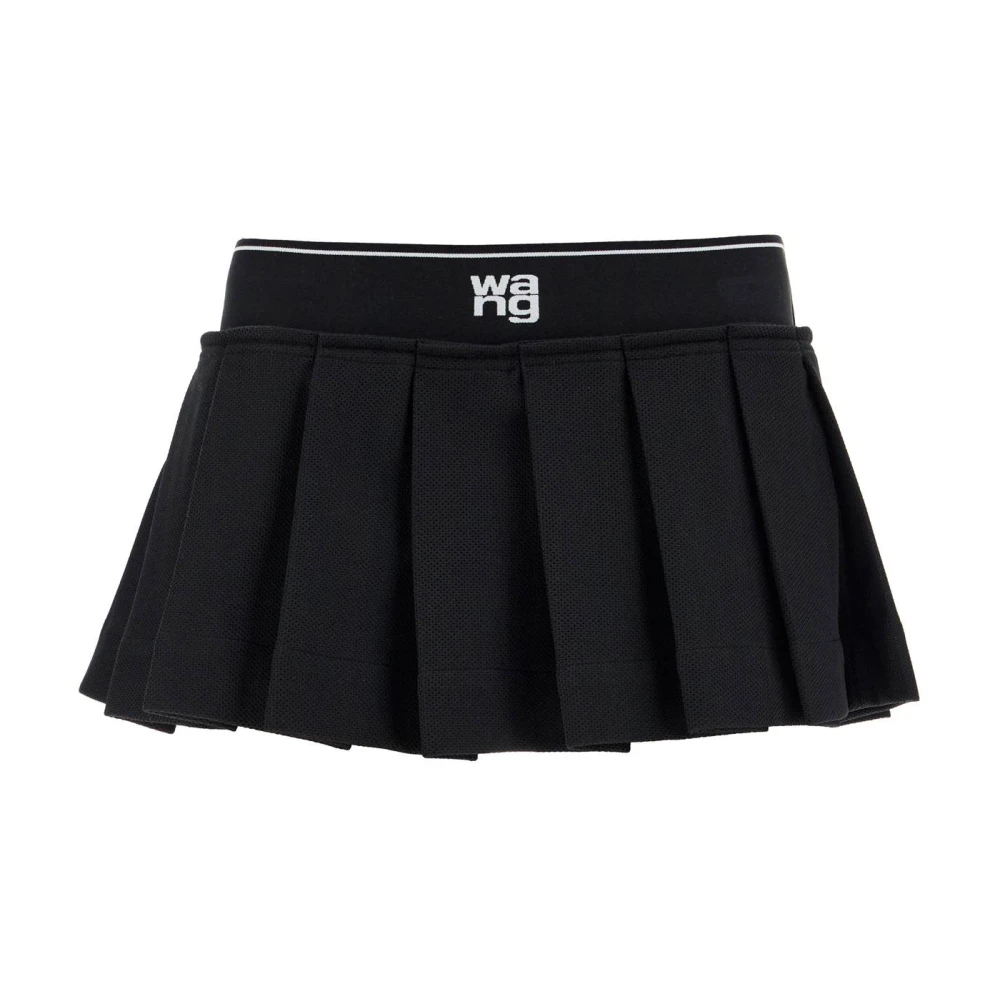 Alexander wang Geplooide Minirok met Elastische Tailleband Black Dames