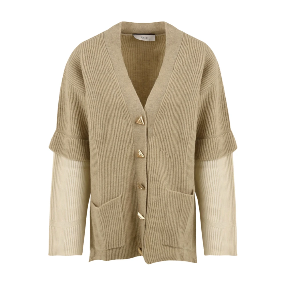 Akep Bruine Cardigan Sweater Model Mgkd07048 Brown Dames