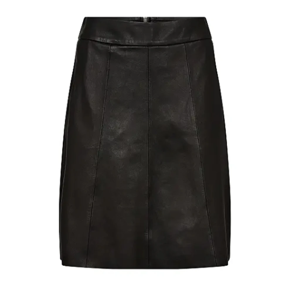 MOS MOSH Klassieke A-lijn Leren Rok Zwart Black Dames