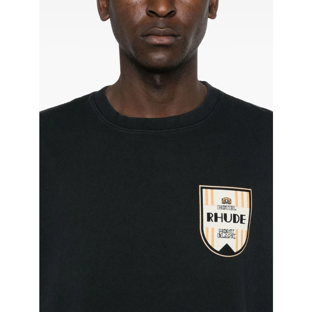 Rhude Zwart T-shirt met Print aan de Voorkant Black Heren