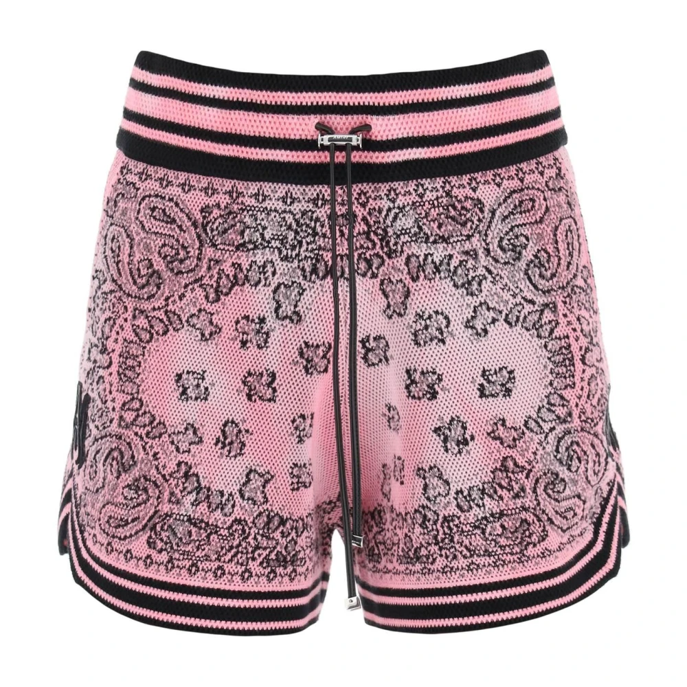 Amiri Gebreide shorts met bandana-motief Pink Dames