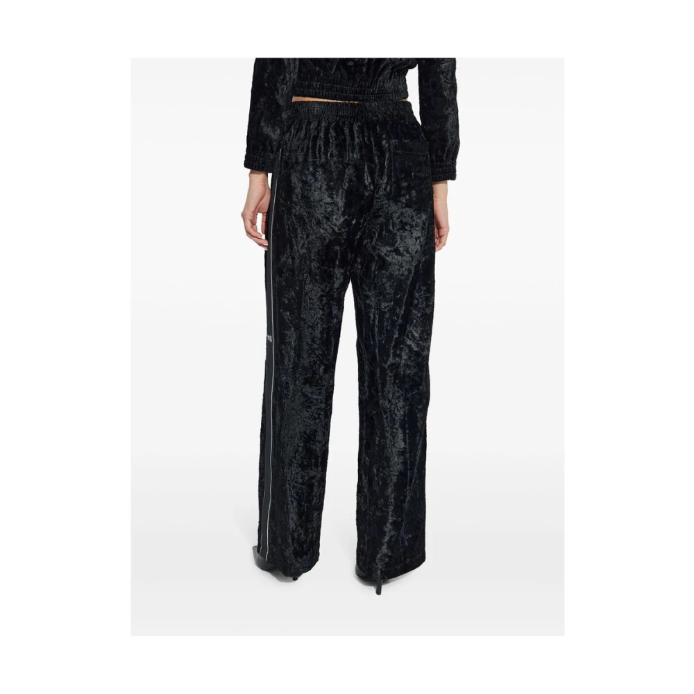 T by Alexander Wang Zwarte Straight Leg Broek met Streep Black Dames