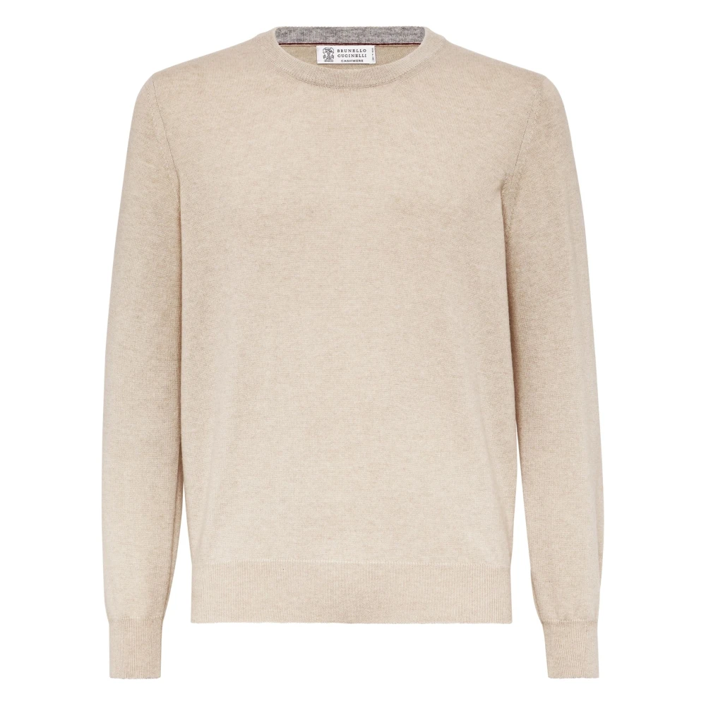 BRUNELLO CUCINELLI Luxe Cashmere Sweater Sabbia Ciotolo Beige Heren