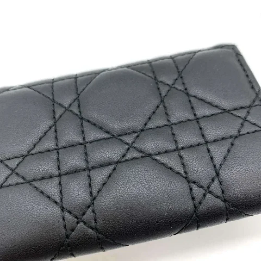 Dior Vintage Pre-owned Leather wallets Black Dames