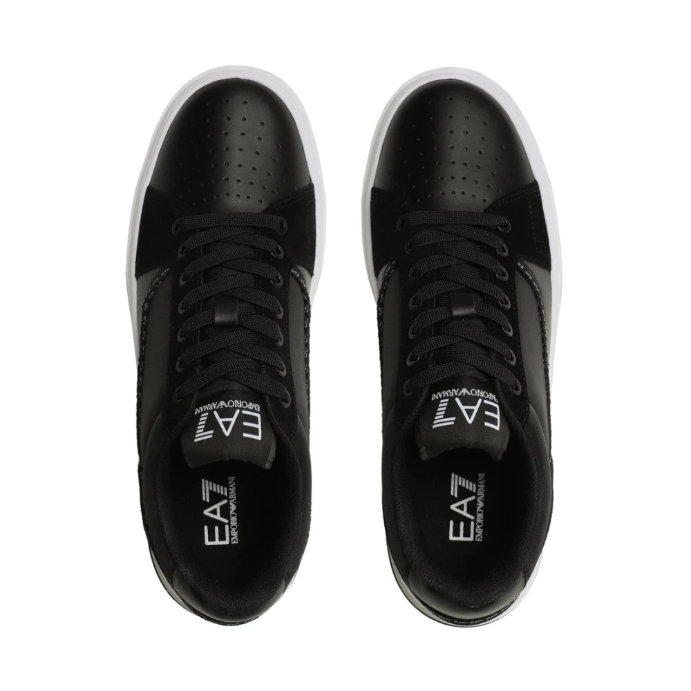 Emporio Armani EA7 Zwart Witte Casual Sneaker voor Dames Black Dames