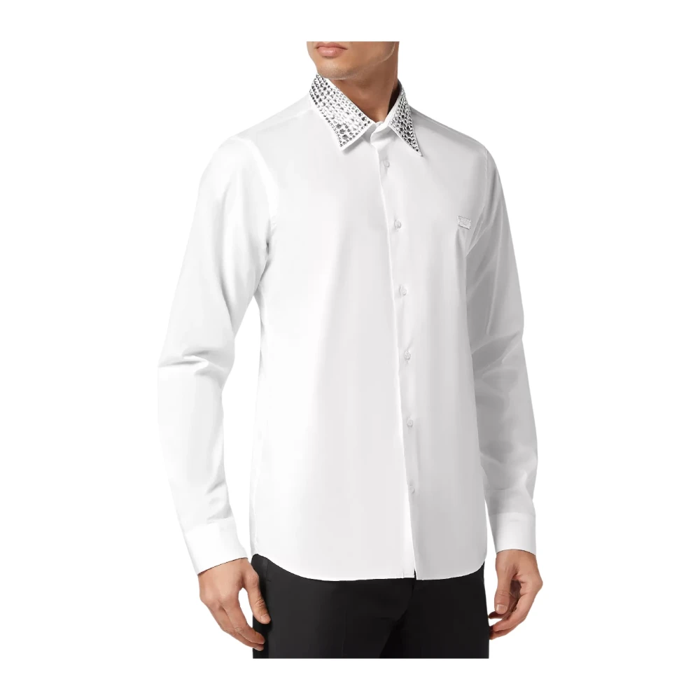 Philipp Plein Kristal versierde witte overhemd White Heren