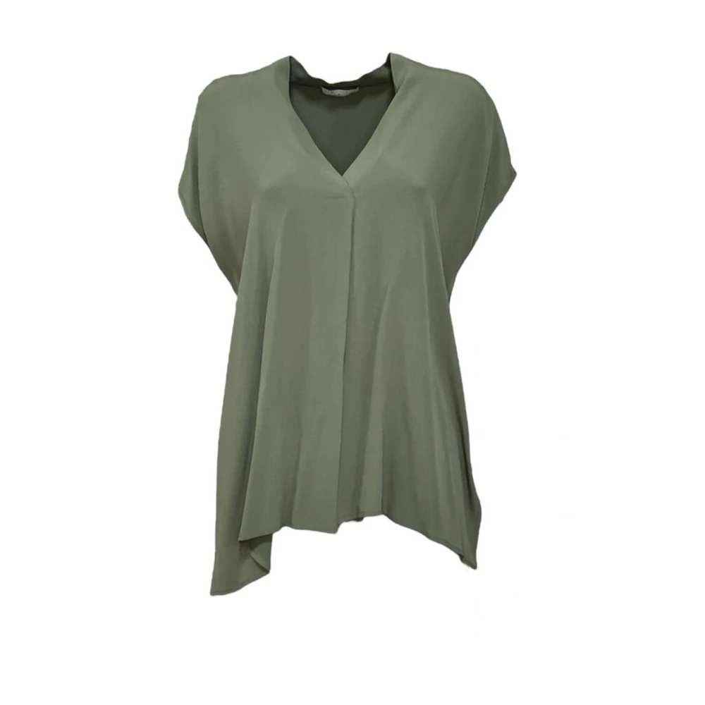 Beatrice .b Korte Mouw V-hals Shirt Green Dames