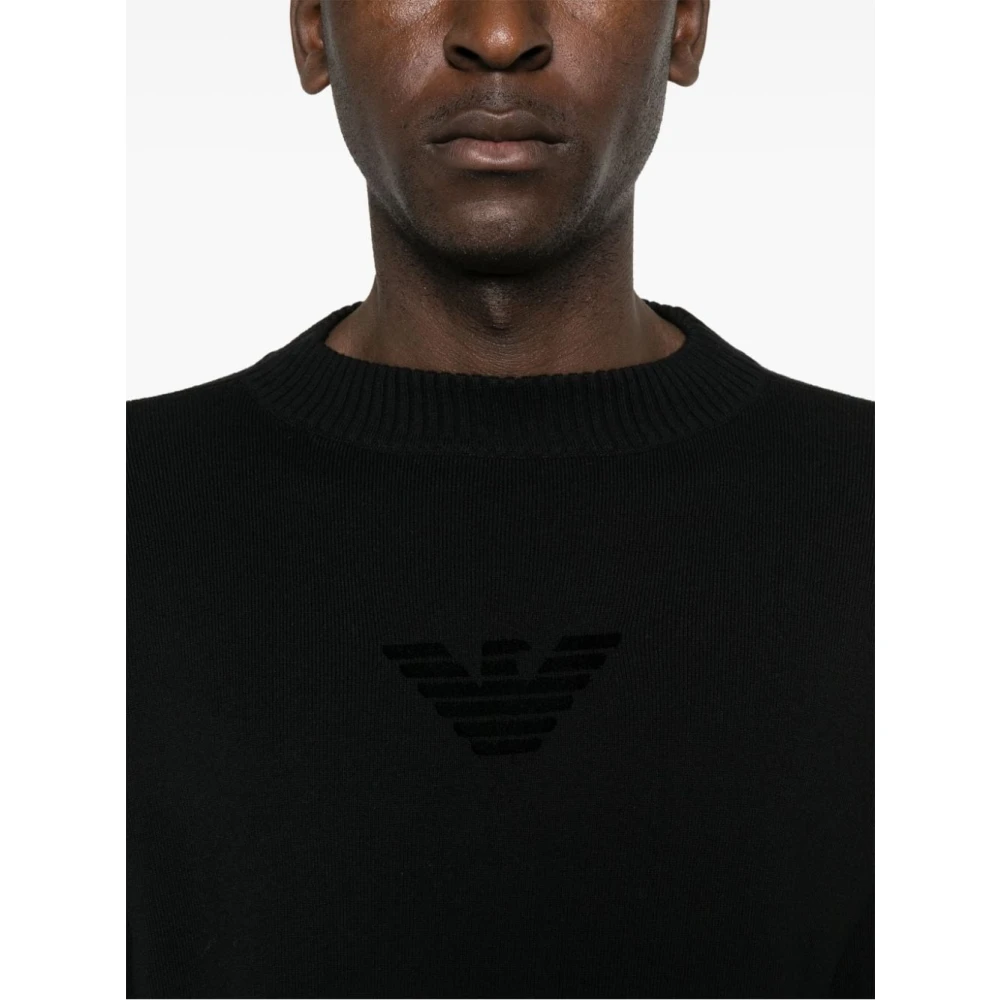 Emporio Armani Zwarte Gebreide Trui Aw24 Black Heren