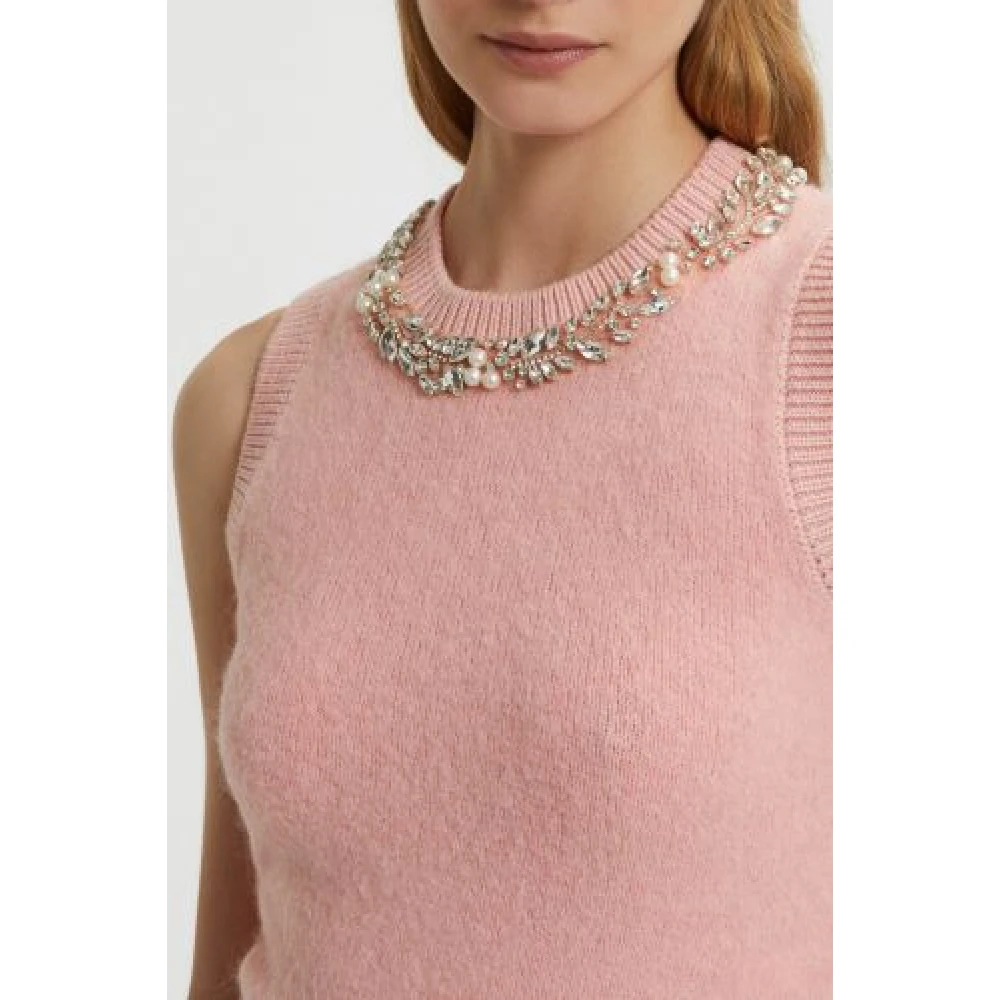 Ermanno Scervino Roze Steen Versierd Vest Pink Dames