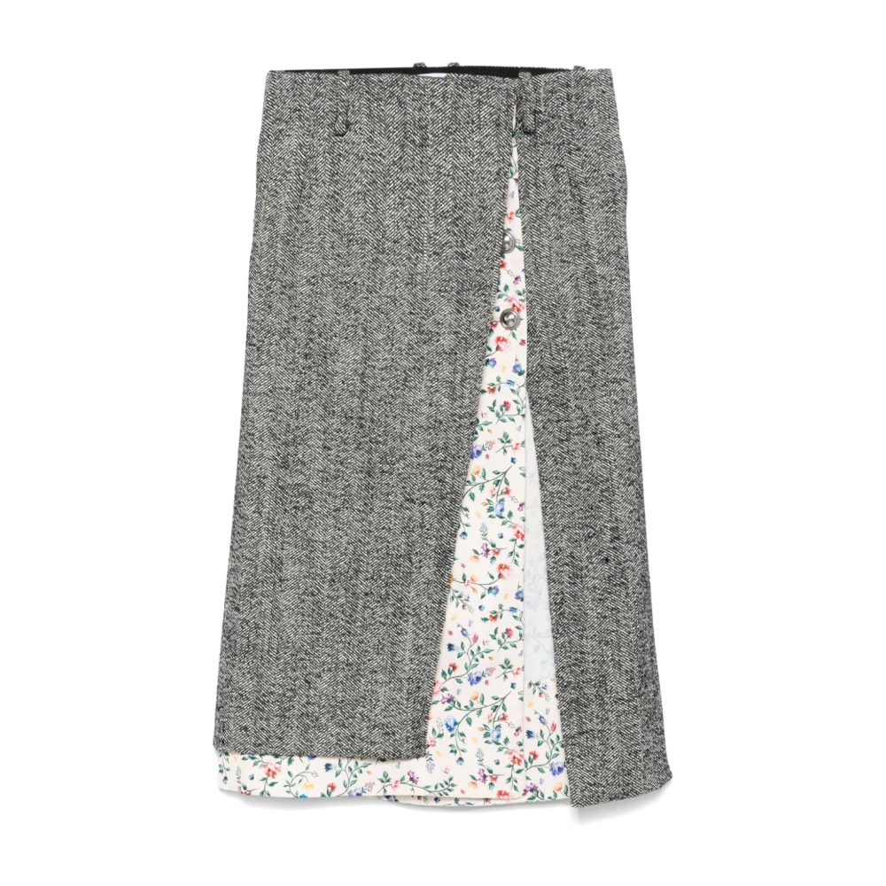 Paco Rabanne Klassieke Chevron Zwarte Lange Rok Gray Dames