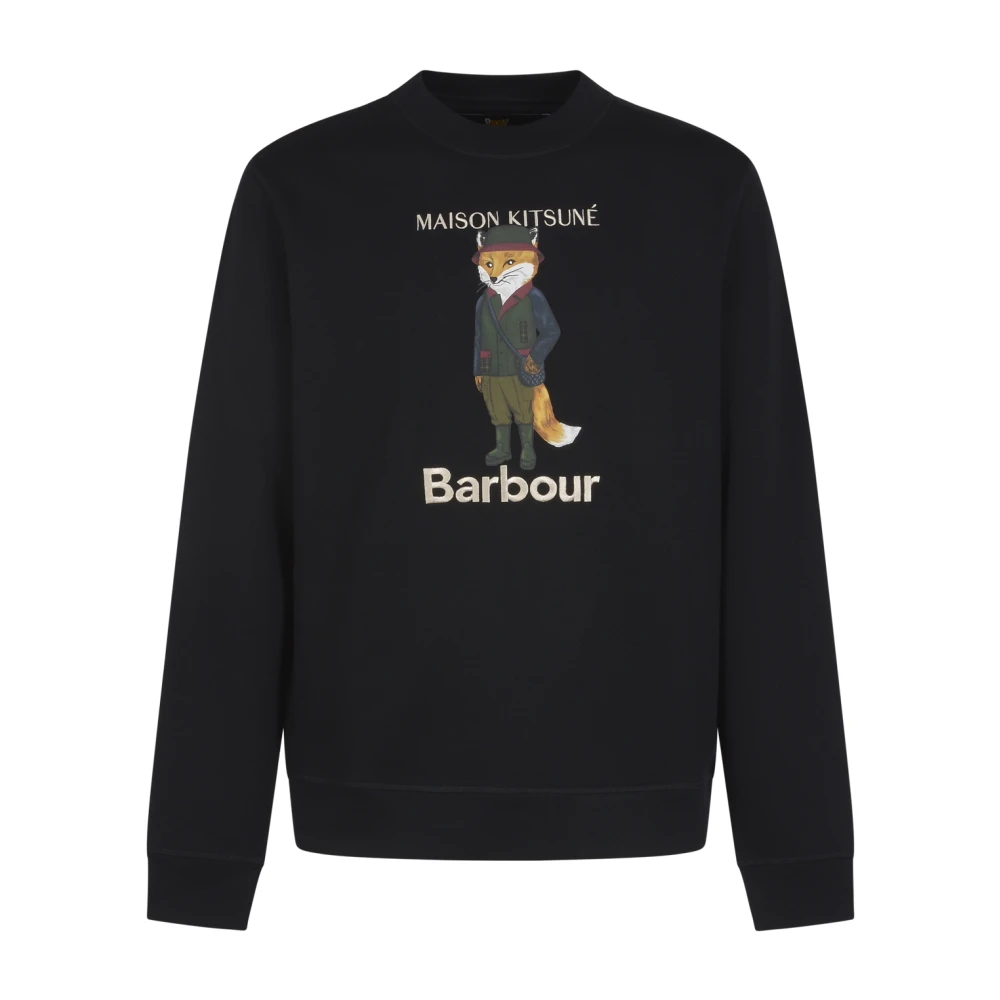 Barbour Maison Kitsuné Fox Beaufort Sweatshirt Black Heren