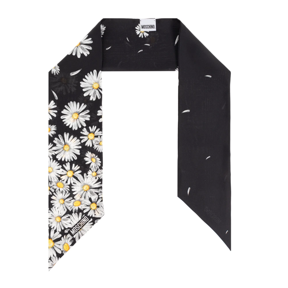 Moschino Zijden sjaal met bloemmotief Black Dames