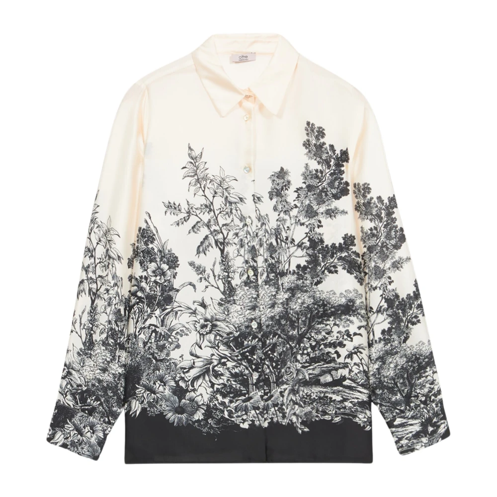 Oltre Satin Blouse met Ramage Patroon Multicolor Dames