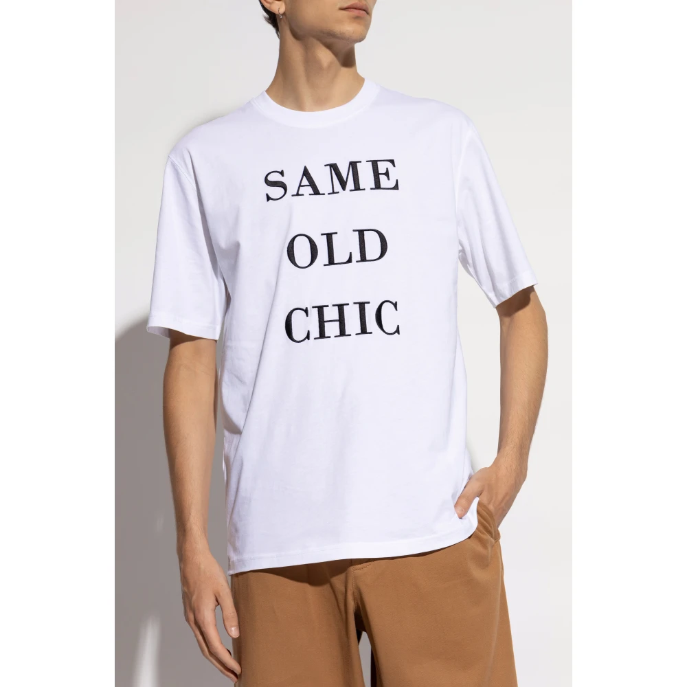 Moschino T-shirt met geborduurde teksten White Heren