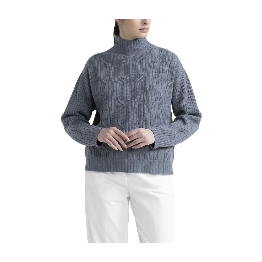 PESERICO Wol zijde kasjmier trui Gray Dames