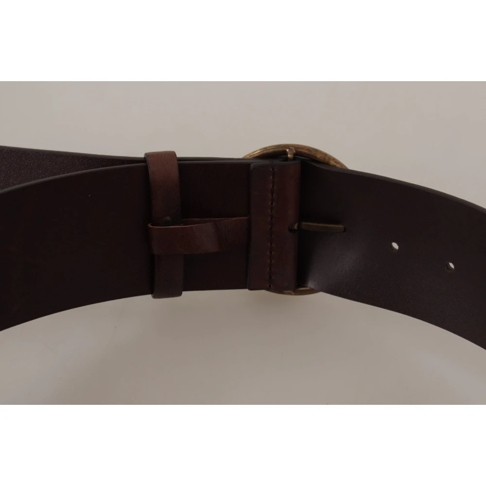 Dolce & Gabbana Elegante leren riem met gegraveerde gesp Brown Dames