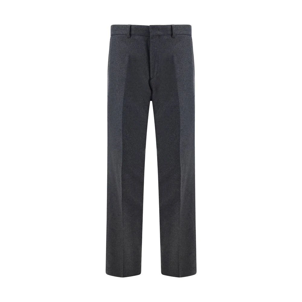 Fendi Men's Gray Cashmere Trousers With Front Zipper - Straight Trousers - M - Trousers