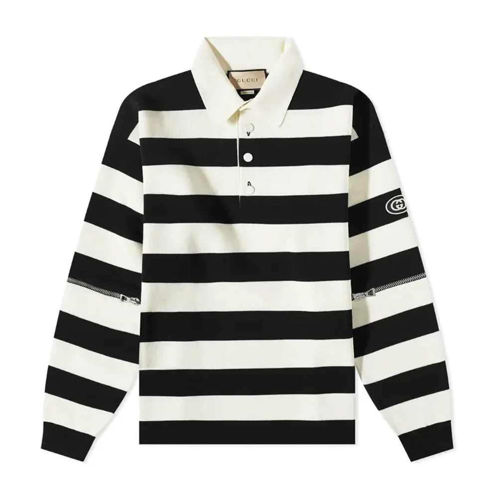 Gucci Gestreept katoenen poloshirt met afneembare mouwen Multicolor Heren