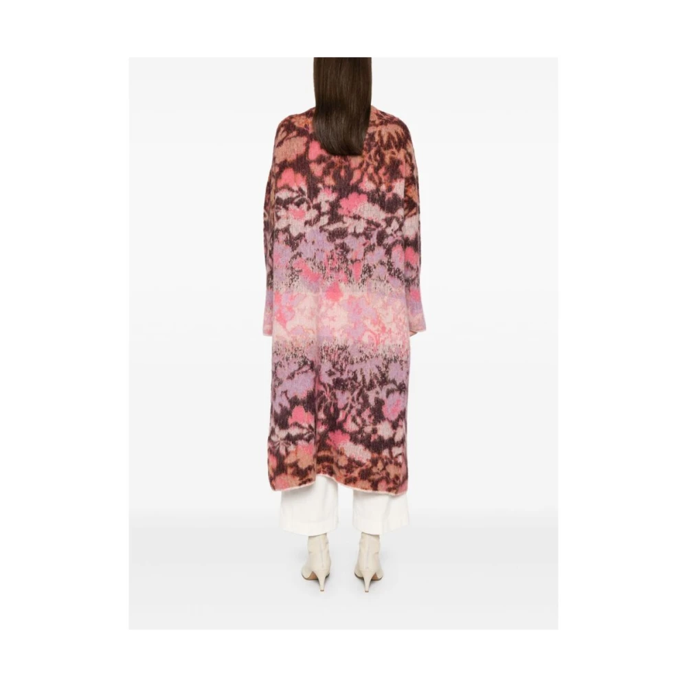 Forte Roze Gebreide Abstract Patroon Jas Multicolor Dames