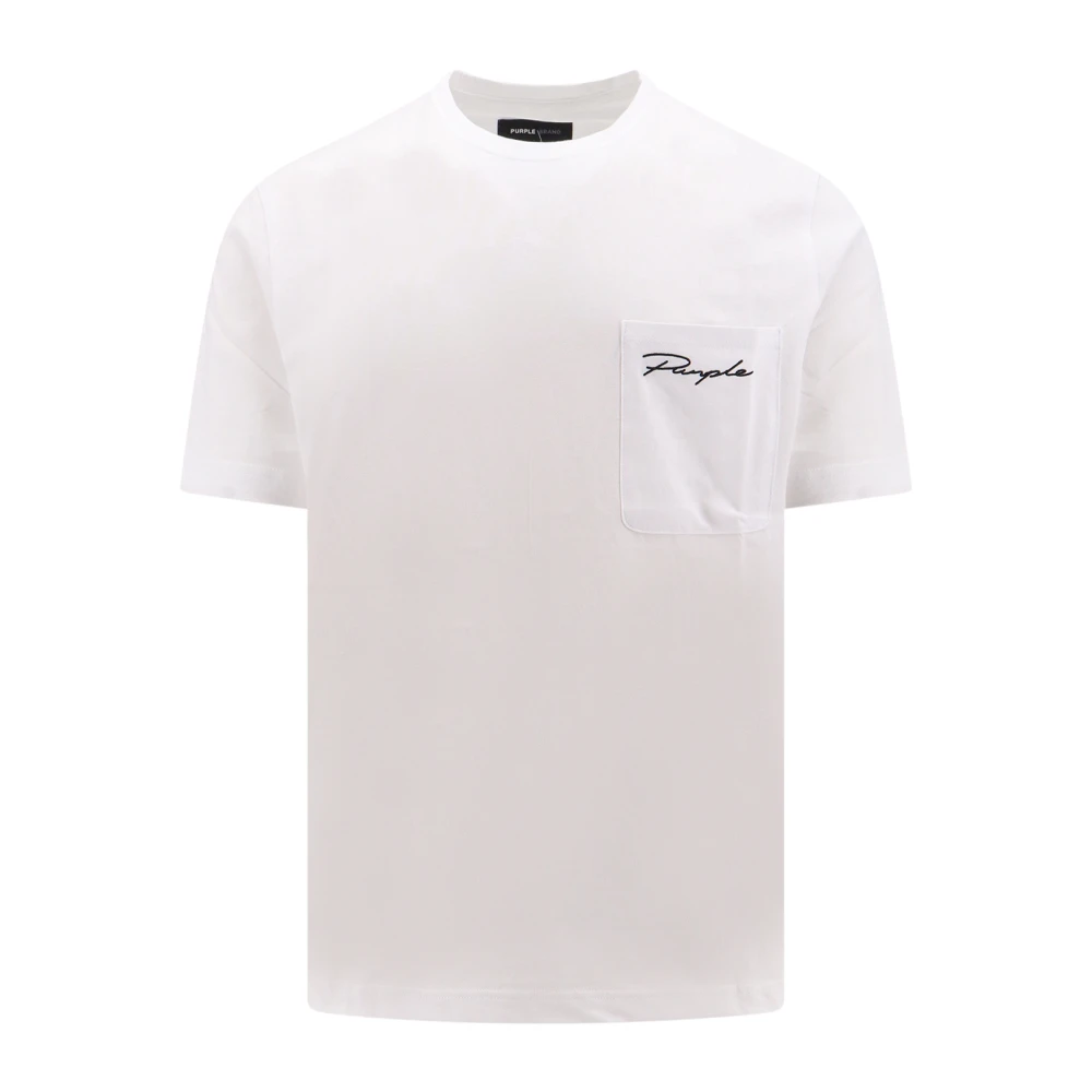 Purple Brand Geborduurd Logo Katoenen T-Shirt White Heren