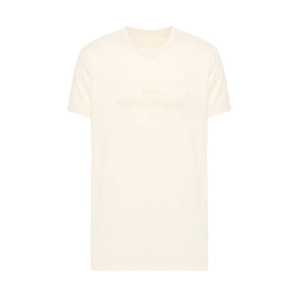 Maison Margiela Geel Katoenen Jersey Geborduurd Logo T-shirt Yellow Heren