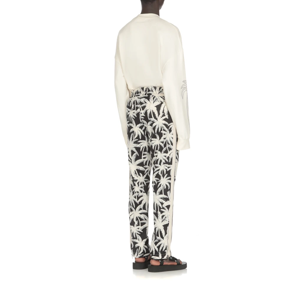Palm Angels Zwarte Broek met Contrasterende Palmenprint Multicolor Heren