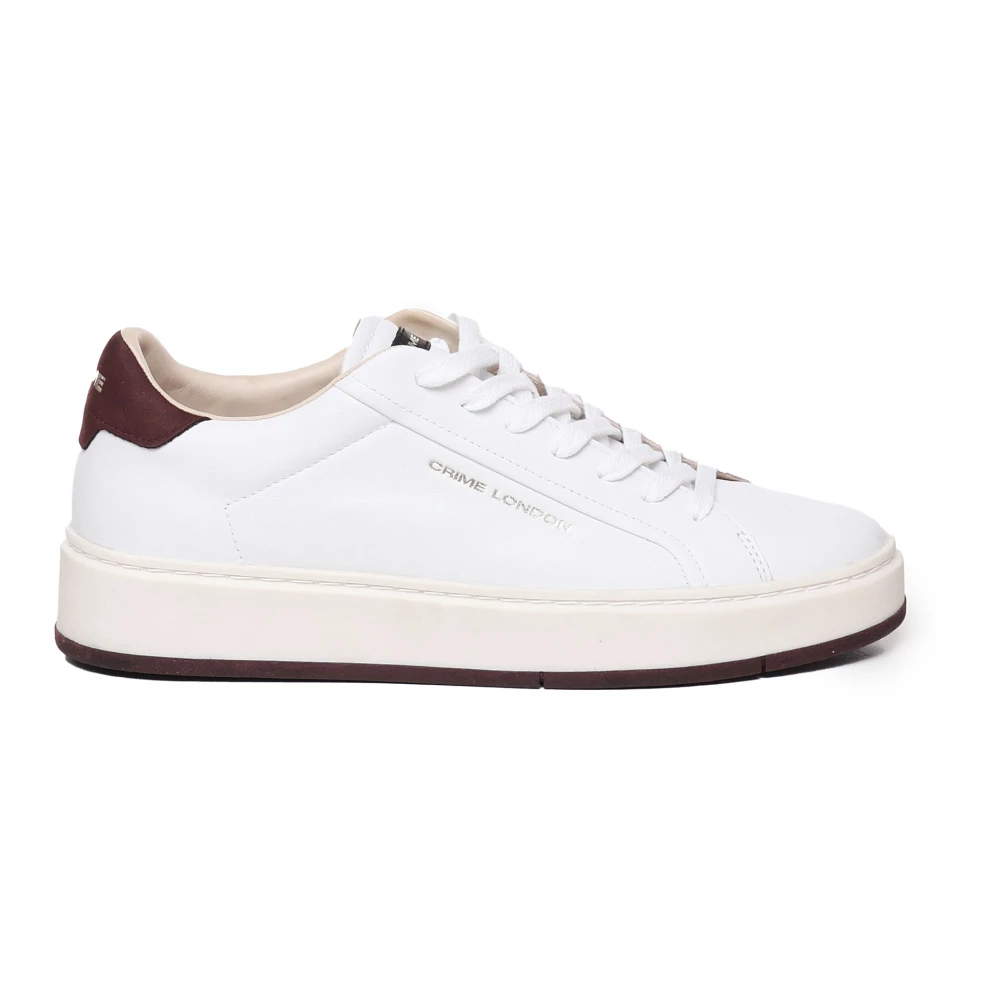 Crime London Men's White Leather Sneakers With Rivet Detail