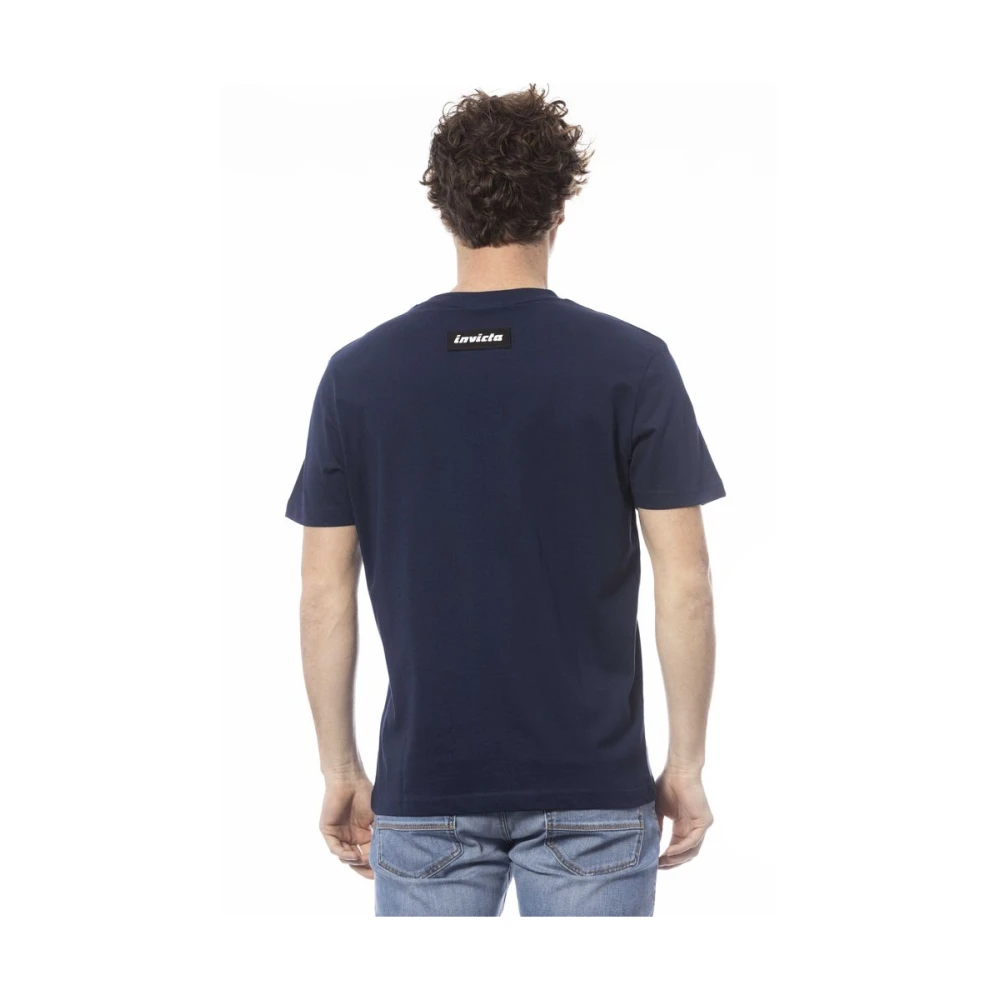 Invicta Blauw Katoen Logo Print T-Shirt Blue Heren
