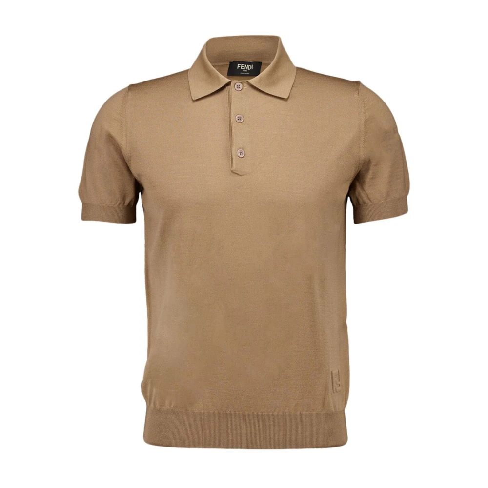 Fendi Lichte wol polo shirt Beige Heren