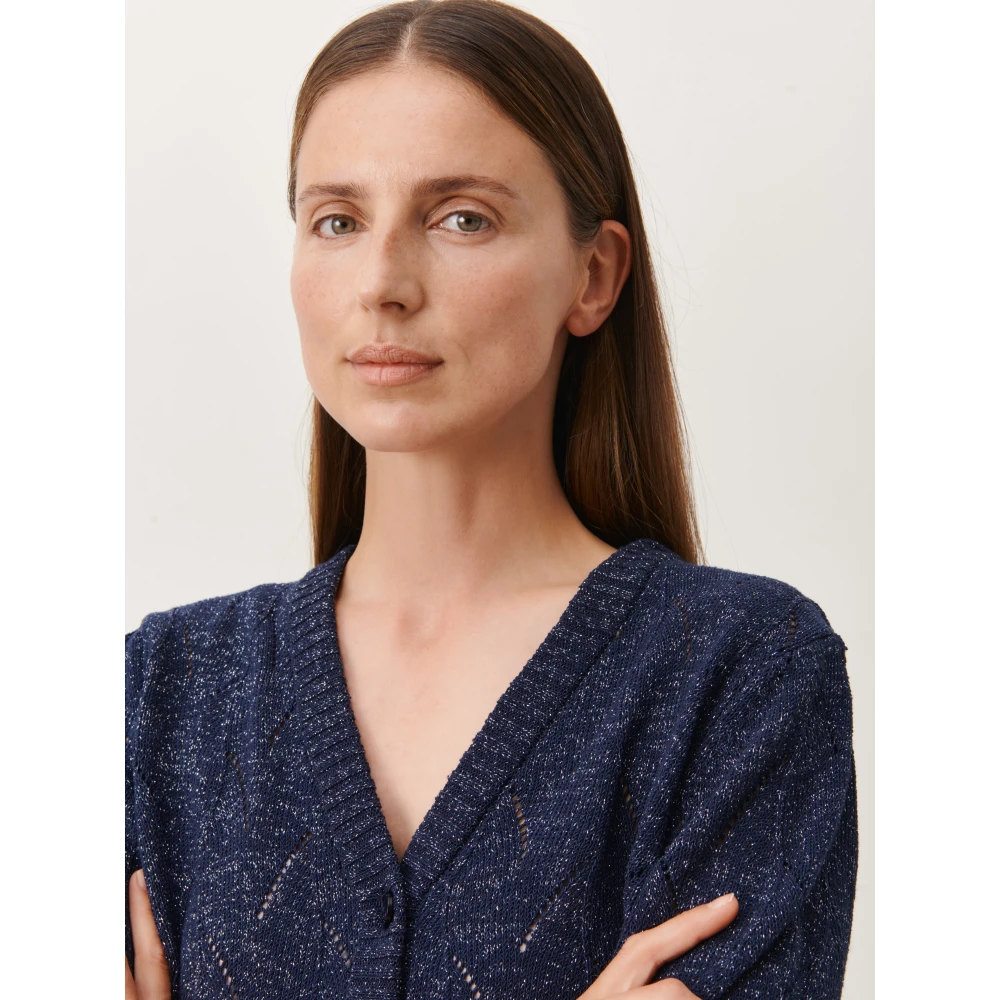 Jane Lushka Blauwe Pilates Vest met Fancy Breiwerk Blue Dames