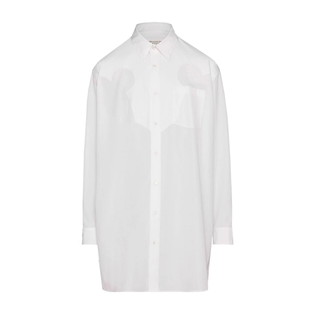 Maison Margiela Witte Poplin Kraag Shirt White Dames