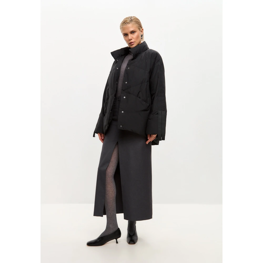 Cesare Gaspari Oversized Gewatteerde Pufferjas Zwart Black Dames