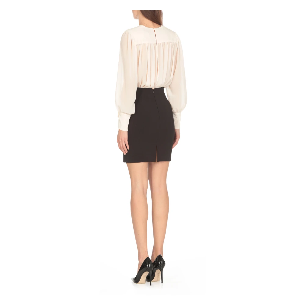 Elisabetta Franchi Zwarte V-hals jurk met afneembare rok Black Dames
