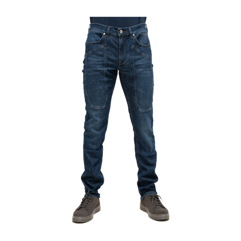 Jeckerson Slim Fit Jeans met Iconische Patches Blue Heren