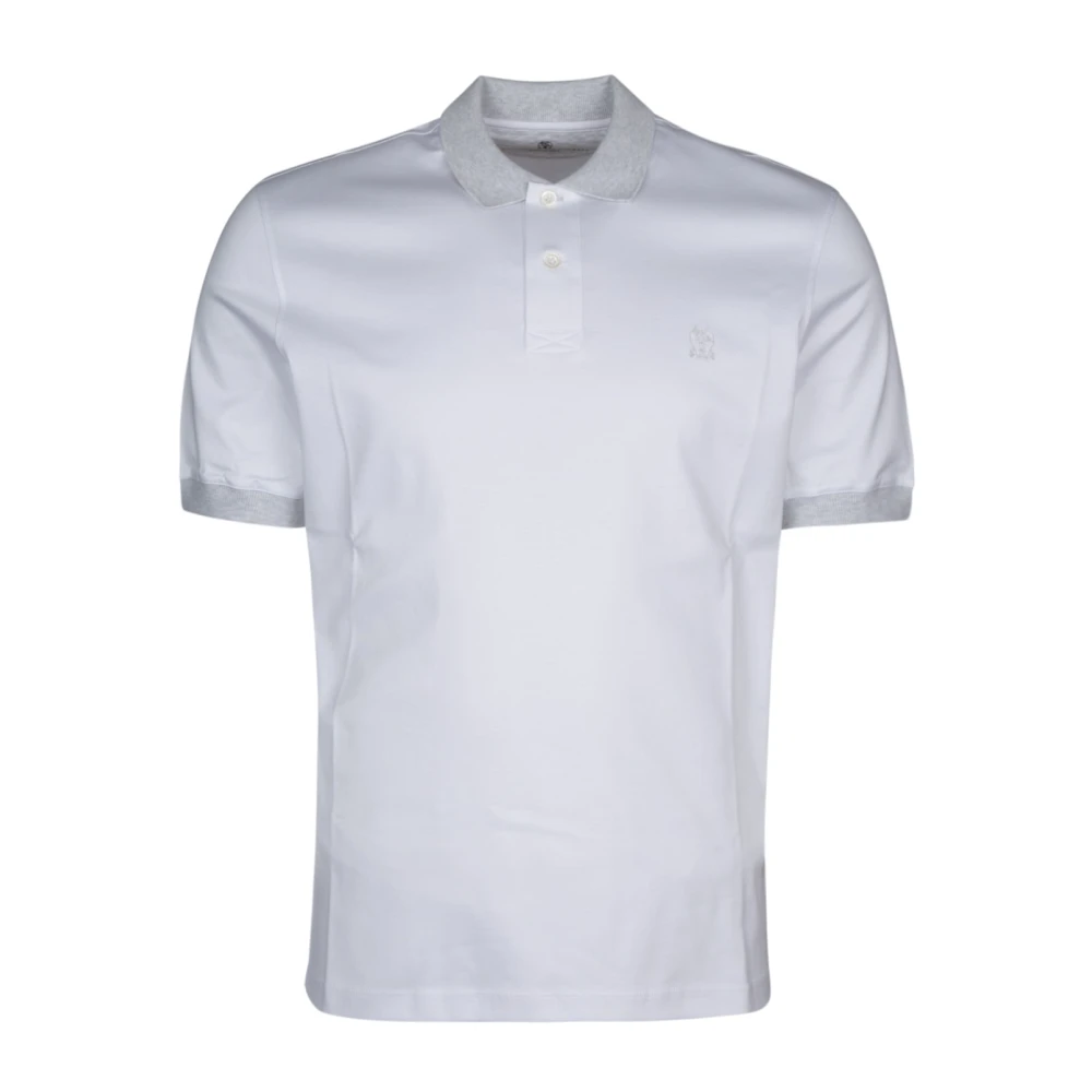 BRUNELLO CUCINELLI Klassieke Polo Shirt voor Mannen White Heren
