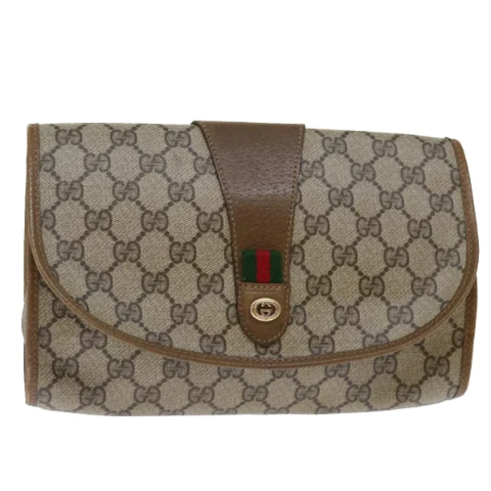 Gucci Vintage Pre-owned Leather clutches Beige Dames