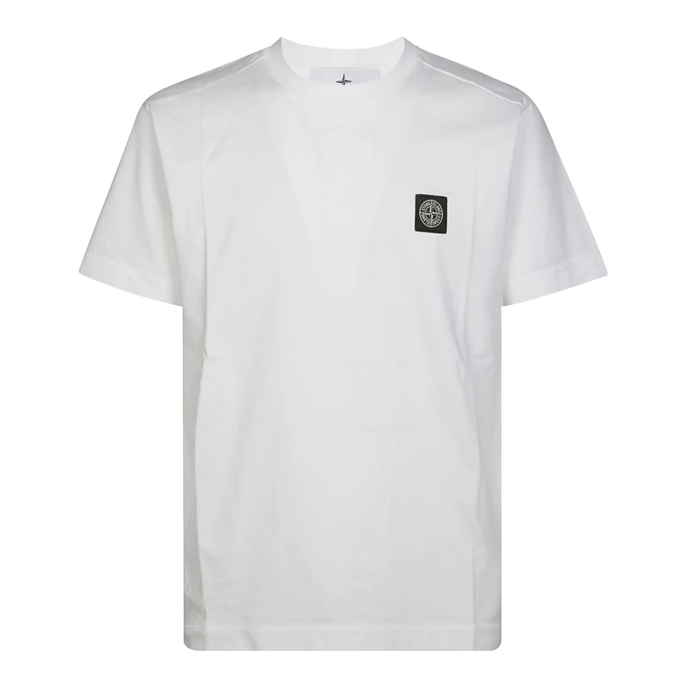 Stone Island Logo T-shirt Klassiek Casual Dragen White Heren