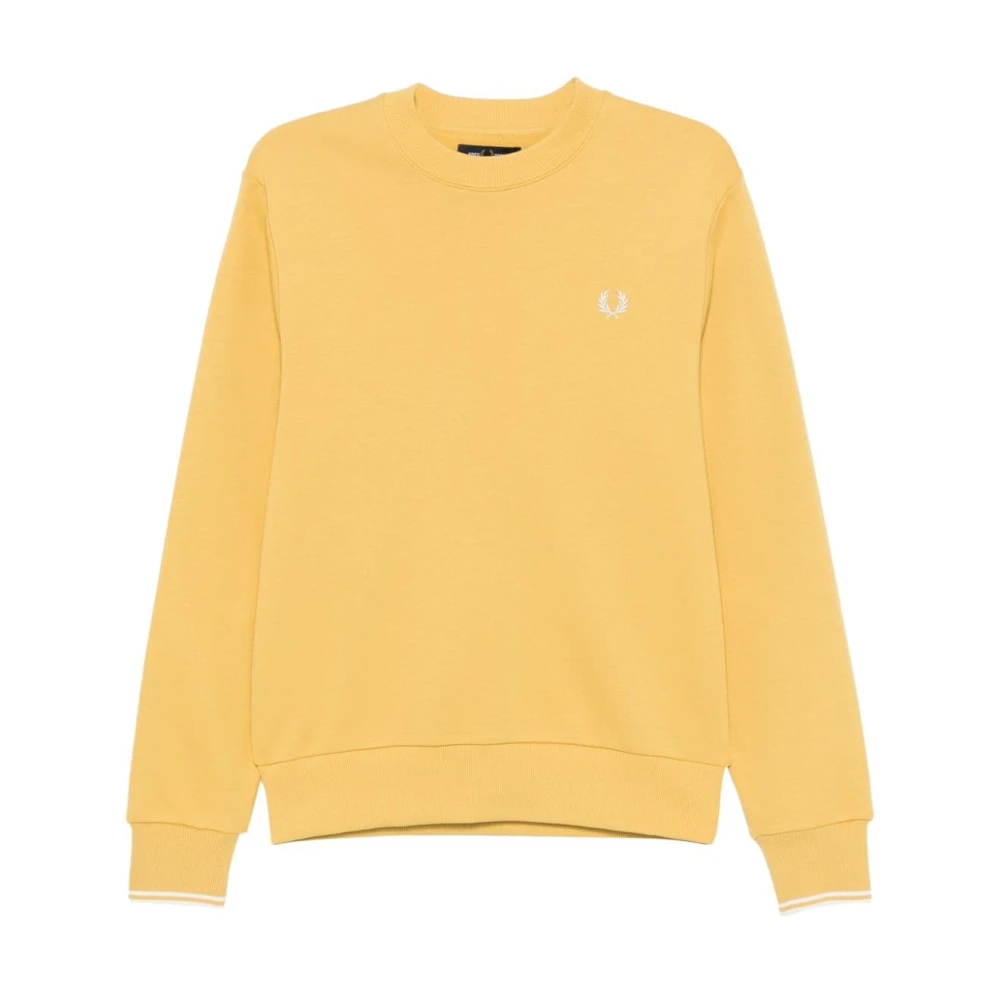 Fred Perry Gul Tröja med Broderad Logotyp Yellow, Herr