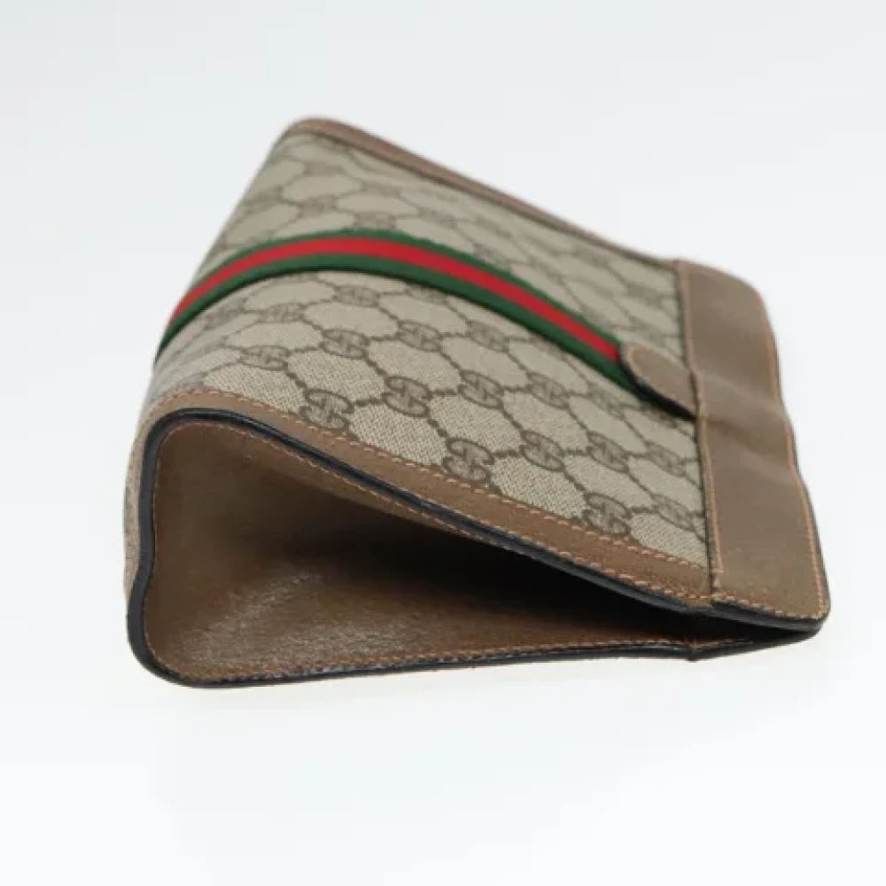 Gucci Vintage Pre-owned Leather clutches Beige Dames