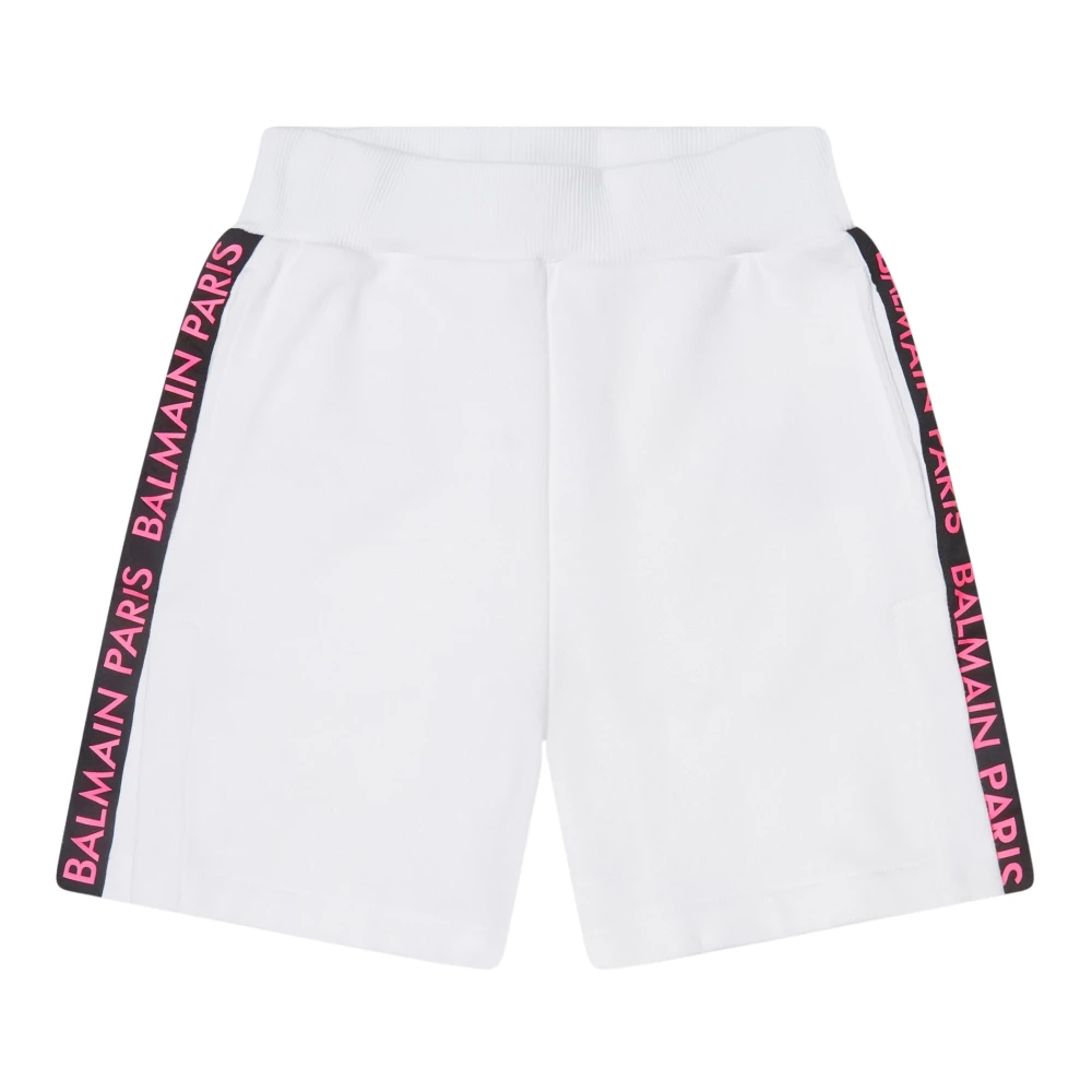 Balmain Girls White Logo Jersey Shorts - Shorts - 4 Y - Kids