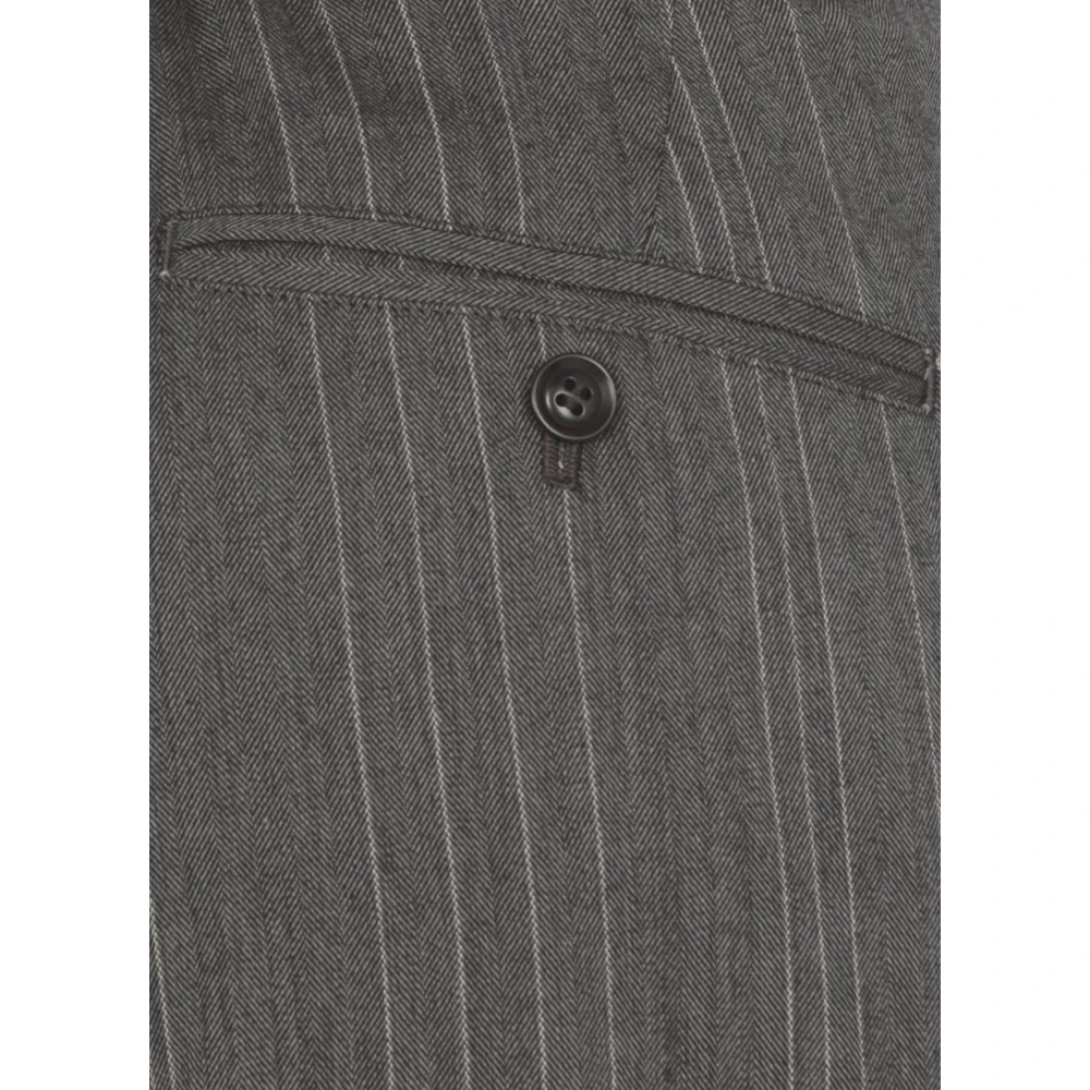 Y-3 Gestreepte wollen hoge taille broek Gray Dames