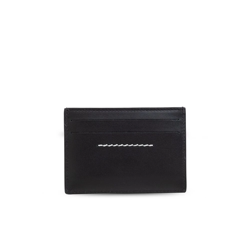 MM6 Maison Margiela Zwarte leren portemonnee met logoplak Black Dames