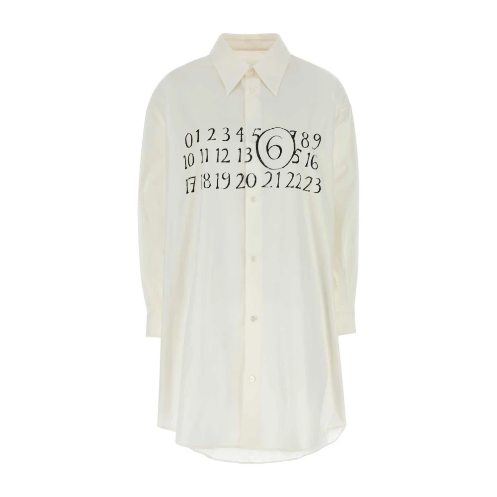 MM6 Maison Margiela Witte Poplin Shirt Dress White Dames