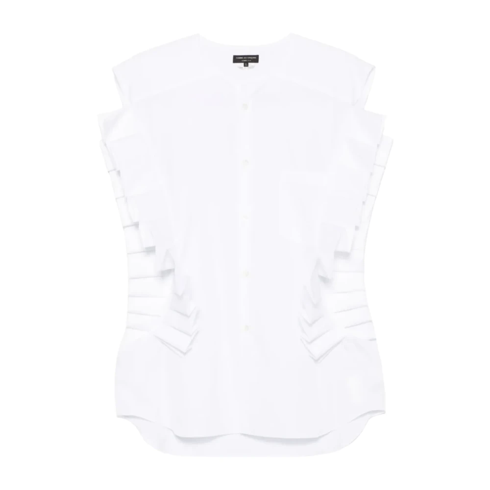 Comme des Garçons Katoenen Overhemd met Gerimpelde Zoom White Dames