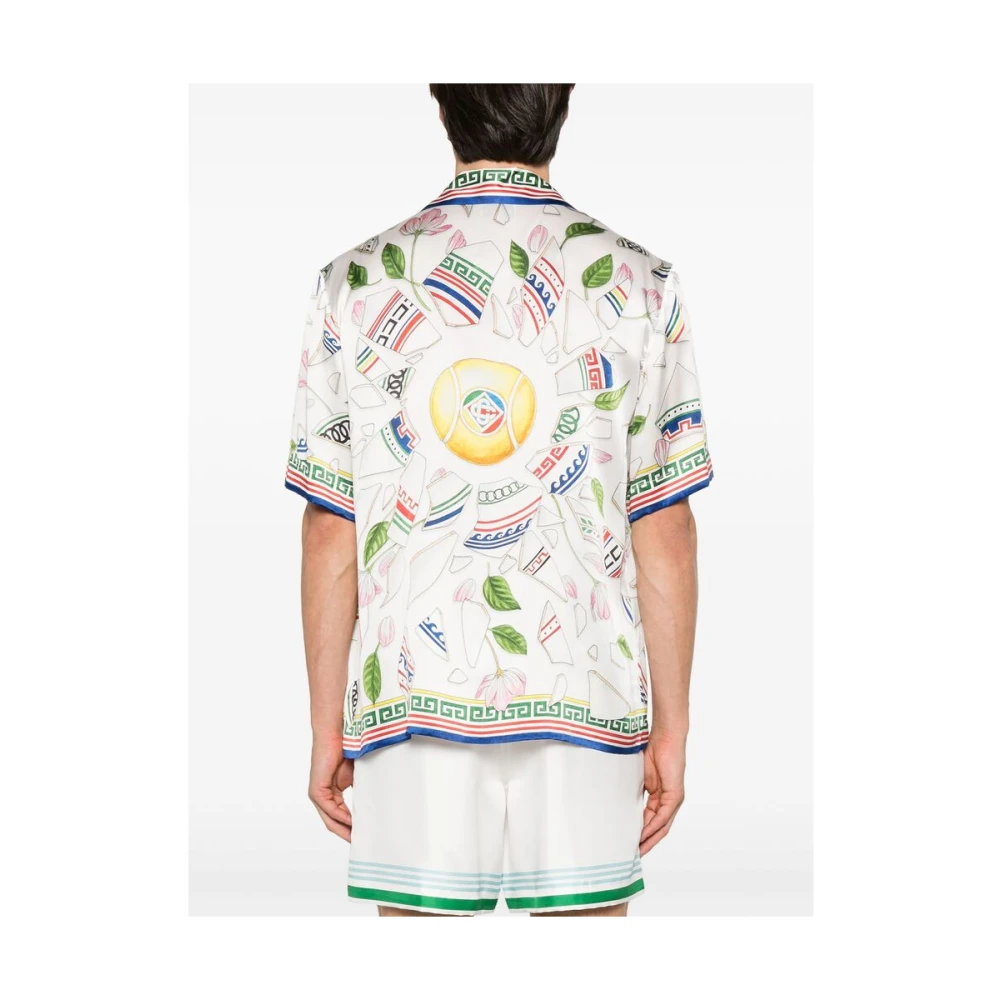Casablanca Witte Cubaanse Kraag Shirt met Strepen Multicolor Heren
